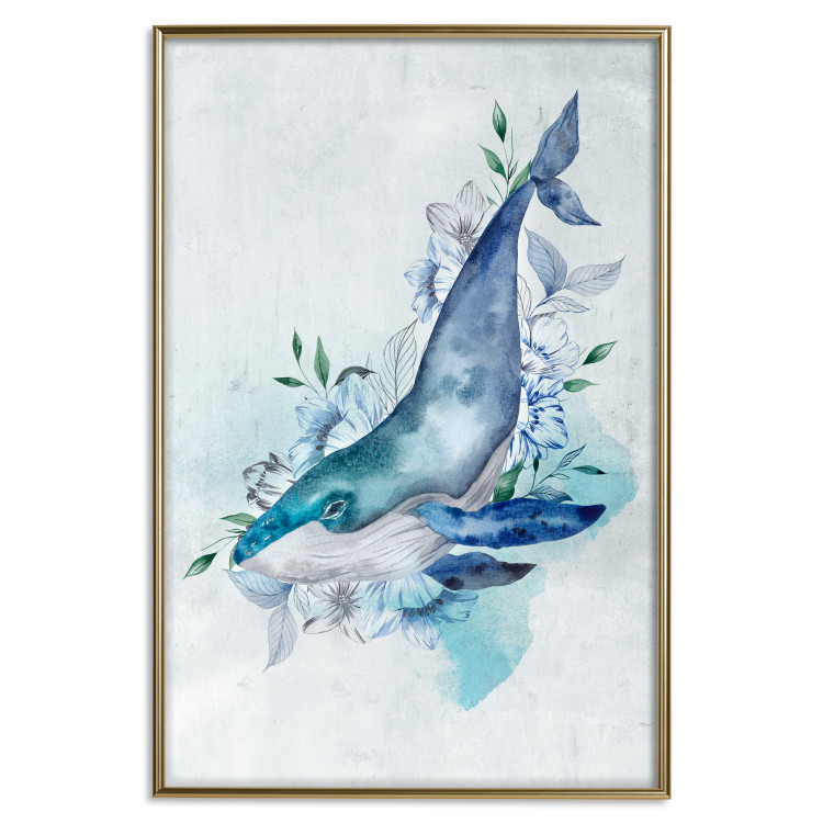 Wall Poster Mr. Whale - large fish from the aquatic world among plants on a light background 135362 additionalImage 9