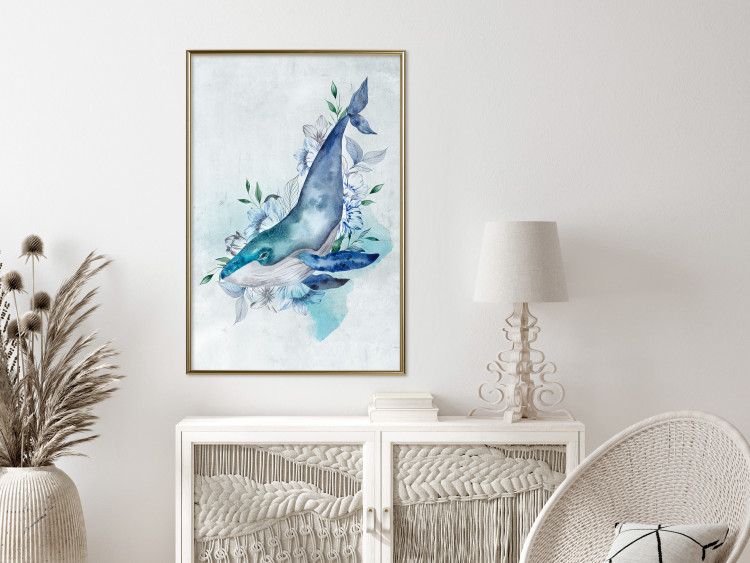 Wall Poster Mr. Whale - large fish from the aquatic world among plants on a light background 135362 additionalImage 14