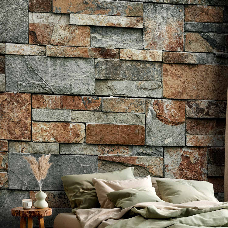 Photo Wallpaper Stacked stone - stone pattern with different shapes and colours 135662 additionalImage 2