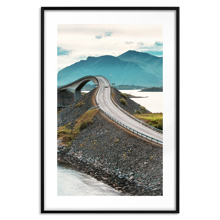 Wall Poster Road through Lakes - landscape of a road and bridge against tall mountains 138762 additionalImage 20