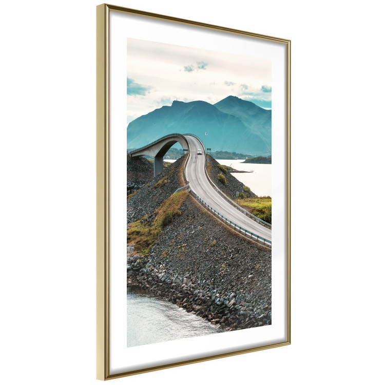 Wall Poster Road through Lakes - landscape of a road and bridge against tall mountains 138762 additionalImage 10