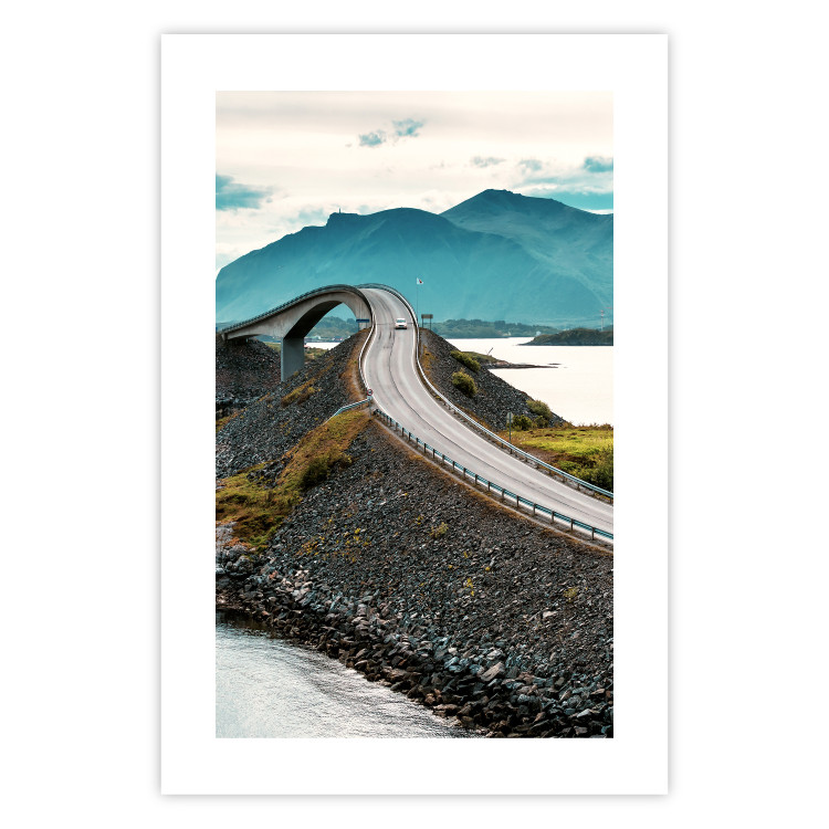 Wall Poster Road through Lakes - landscape of a road and bridge against tall mountains 138762 additionalImage 18