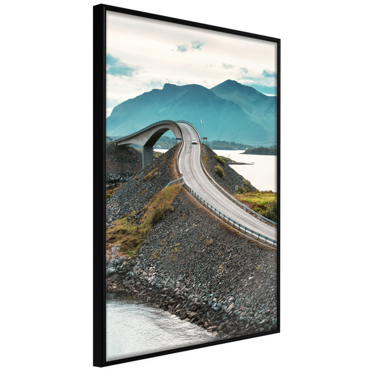 Wall Poster Road through Lakes - landscape of a road and bridge against tall mountains 138762 additionalImage 7