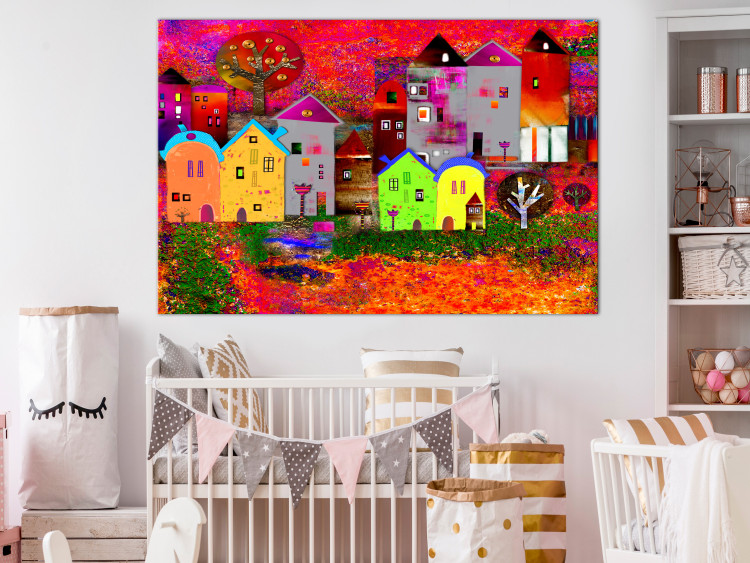 Canvas Children's Cottages (1-piece) Wide - view of a colorful city 143162 additionalImage 3
