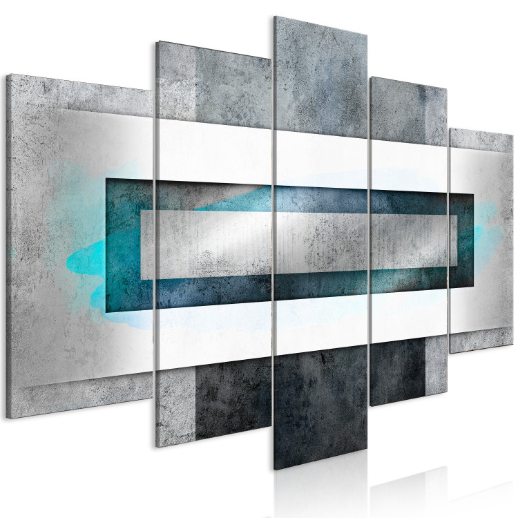 Canvas Metal Abstraction (5-piece) - geometric turquoise composition 144062 additionalImage 2