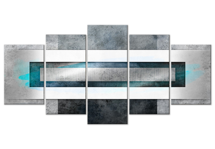 Canvas Metal Abstraction (5-piece) - geometric turquoise composition 144062
