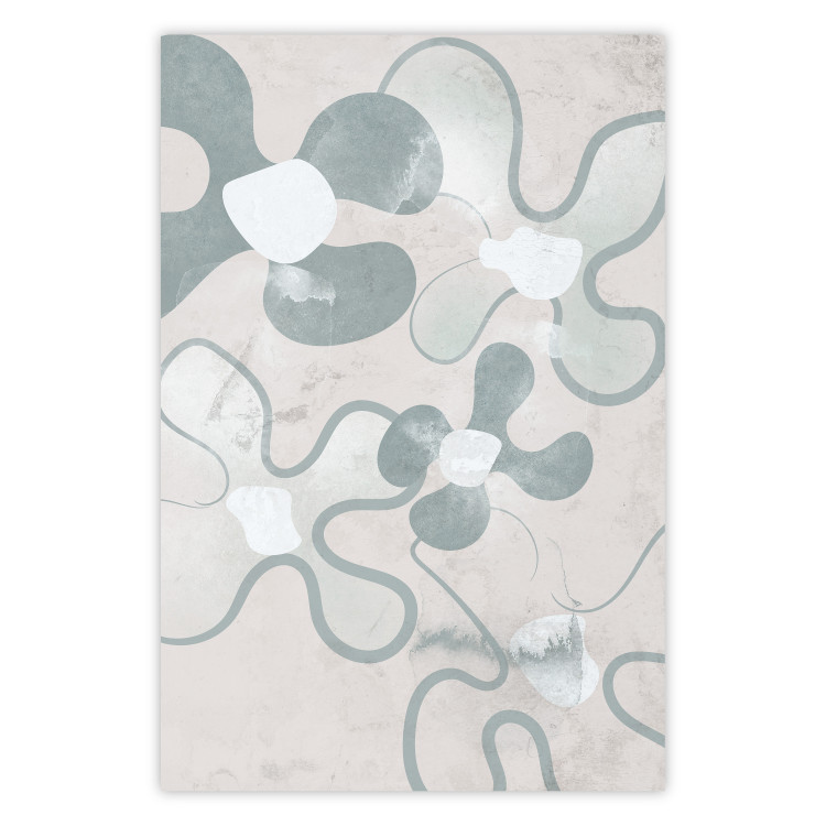Poster Blue Daisies - Abstract Shapes to Suggest Flowers 144762