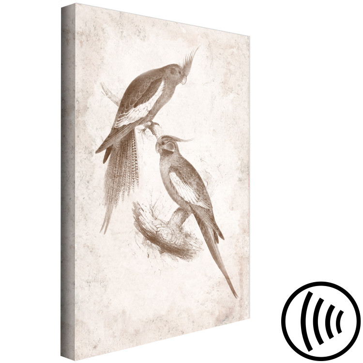 Canvas Print Boho Birds (1-piece) - two nymph parrots on a light background 145162 additionalImage 6