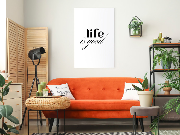 Canvas Art Print Life Is Good - Typographic Composition, Black Lettering on White Background 146162 additionalImage 3