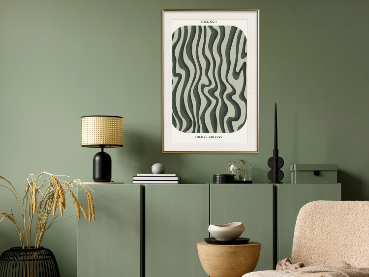 Wall Poster Wavy Shapes - Green Irregular Stripes With a Signature 150062 additionalImage 19