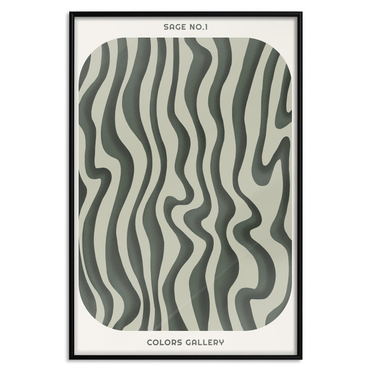 Wall Poster Wavy Shapes - Green Irregular Stripes With a Signature 150062 additionalImage 22