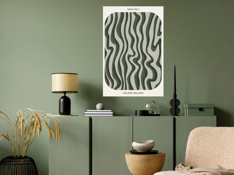 Wall Poster Wavy Shapes - Green Irregular Stripes With a Signature 150062 additionalImage 15