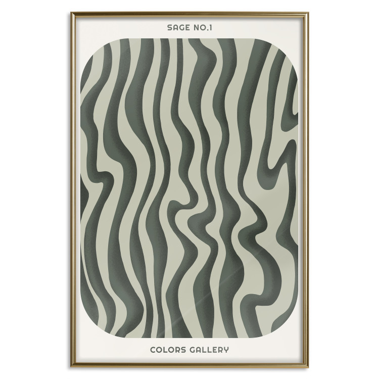 Wall Poster Wavy Shapes - Green Irregular Stripes With a Signature 150062 additionalImage 23