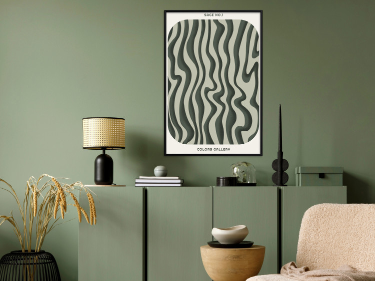 Wall Poster Wavy Shapes - Green Irregular Stripes With a Signature 150062 additionalImage 10