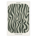 Wall Poster Wavy Shapes - Green Irregular Stripes With a Signature 150062