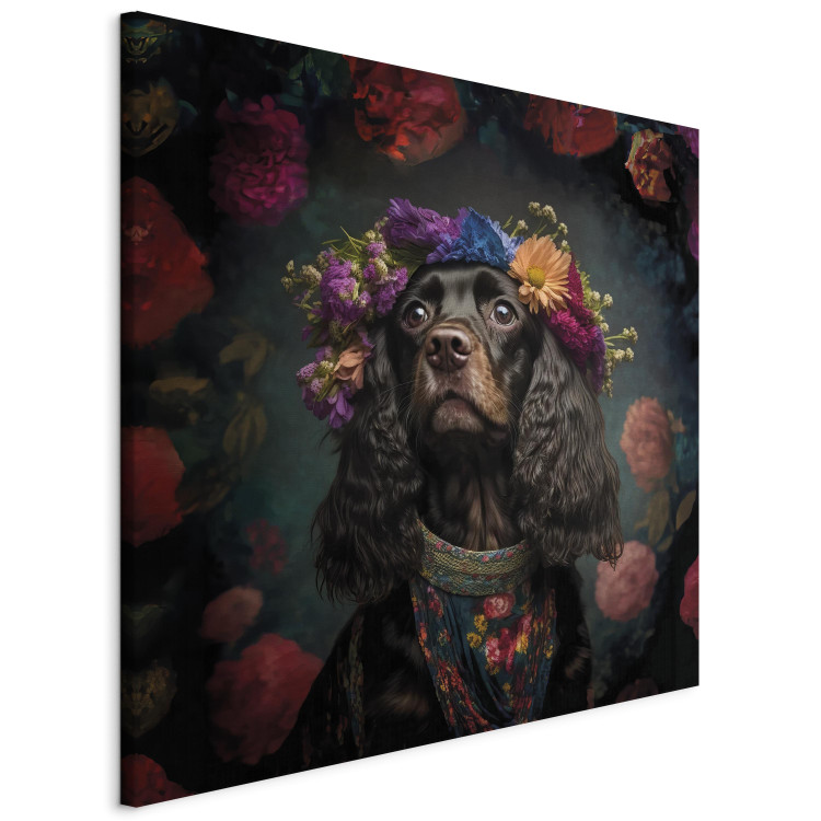 Canvas Print AI Dog Cocker Spaniel - Frida Kahlo Style Animal Fantasy Portrait - Square 150262 additionalImage 2