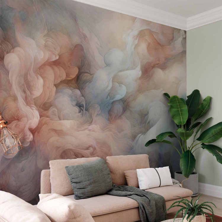 Photo Wallpaper Pastel Smoke - Fluffy Cloud in Shades of Pink and Blue 150662