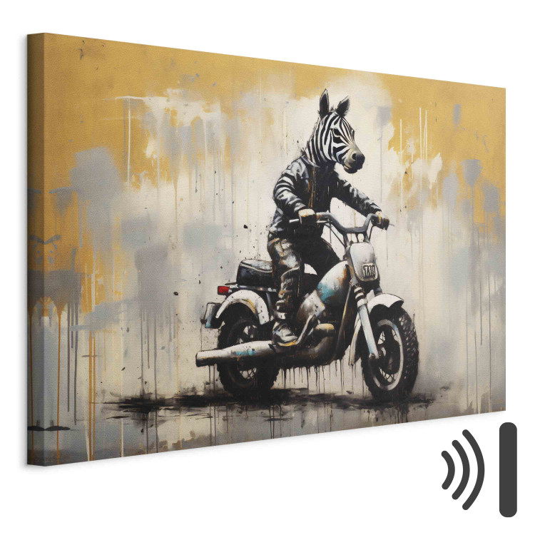 Canvas Zebra on a Motorcycle - Banksy-Inspired Graffiti 151762 additionalImage 8