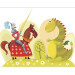 Photo Wallpaper Fairy World - Knight on a horse with a dragon among trees for children 61162 additionalThumb 3