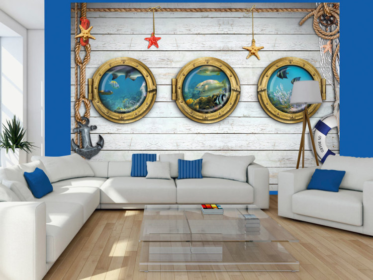 Wall Mural View of the Underwater World - Illusion of a view from a submarine through windows 61262