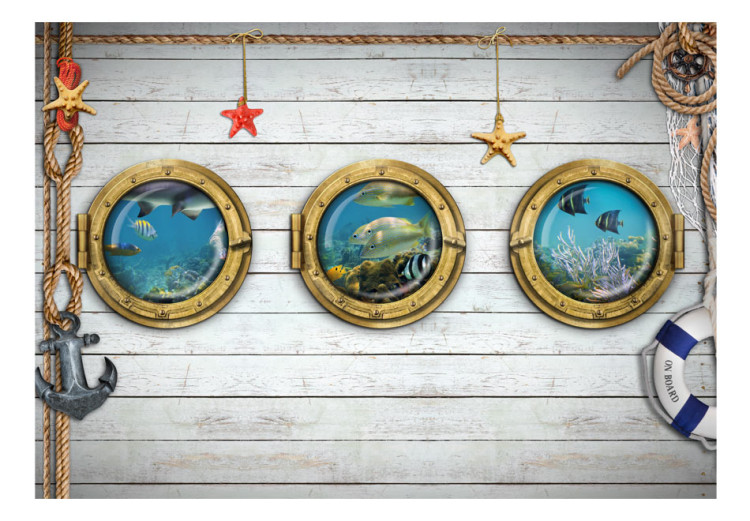 Wall Mural View of the Underwater World - Illusion of a view from a submarine through windows 61262 additionalImage 1