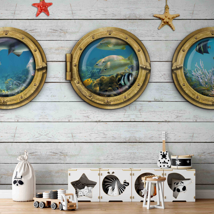 Wall Mural View of the Underwater World - Illusion of a view from a submarine through windows 61262 additionalImage 4