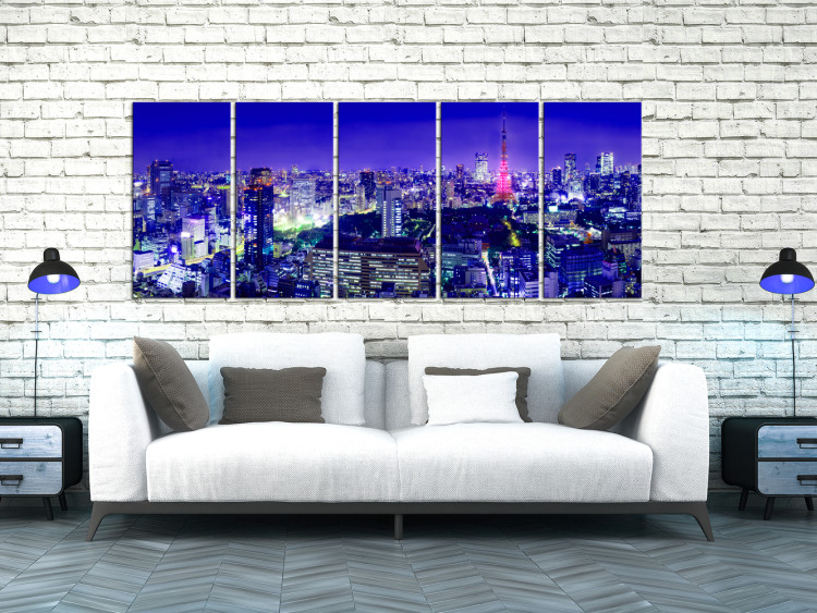 Canvas Print City of Lights (5-piece) - Tokyo's High-Rise Buildings Under Night Cover 98562 additionalImage 3