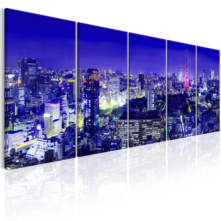 Canvas Print City of Lights (5-piece) - Tokyo's High-Rise Buildings Under Night Cover 98562 additionalImage 2