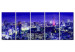 Canvas Print City of Lights (5-piece) - Tokyo's High-Rise Buildings Under Night Cover 98562