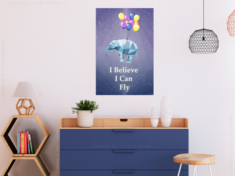 Poster Flying Elephant - composition with an animal and English texts 114572 additionalImage 23