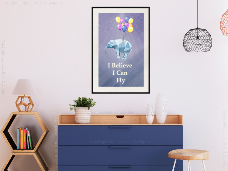 Poster Flying Elephant - composition with an animal and English texts 114572 additionalImage 16