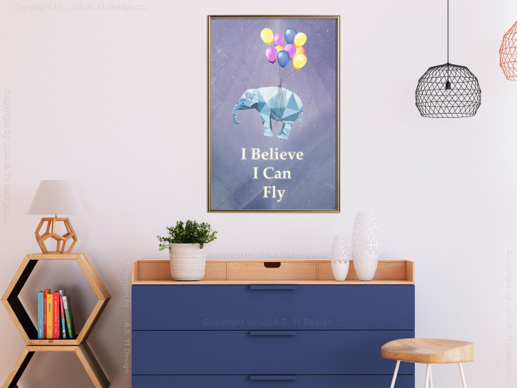 Poster Flying Elephant - composition with an animal and English texts 114572 additionalImage 7