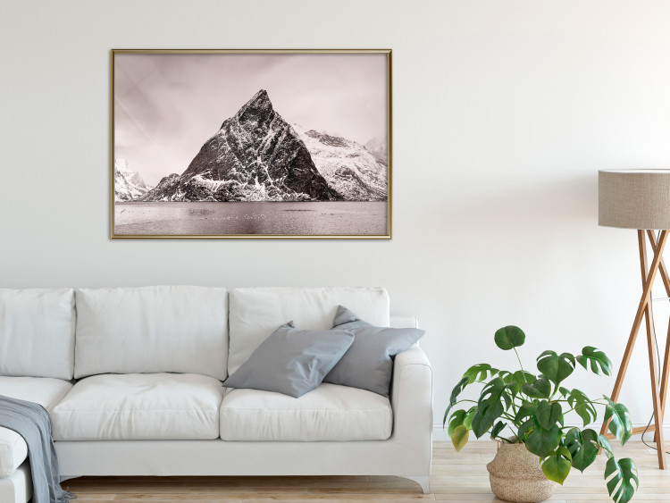Poster Lofoten - landscape of a high mountain on a solitary island in the middle of winter 115172 additionalImage 5