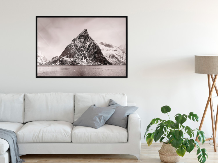 Poster Lofoten - landscape of a high mountain on a solitary island in the middle of winter 115172 additionalImage 3