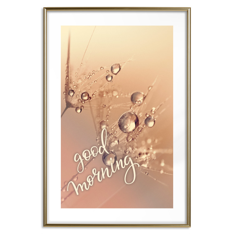 Wall Poster Good morning - water drops on dandelions and warm-colored background 116372 additionalImage 14