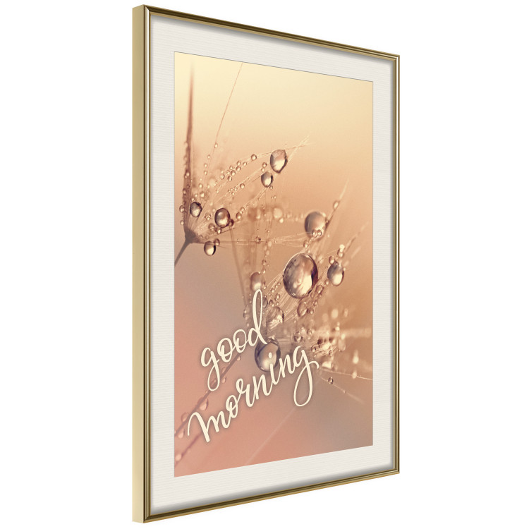 Wall Poster Good morning - water drops on dandelions and warm-colored background 116372 additionalImage 2