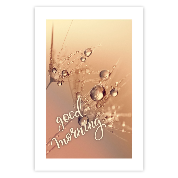 Wall Poster Good morning - water drops on dandelions and warm-colored background 116372 additionalImage 25