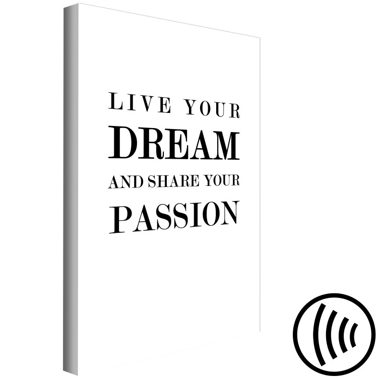 Canvas Art Print Dreams and Passion (1-part) - Motivational Black and White Text 117072 additionalImage 6