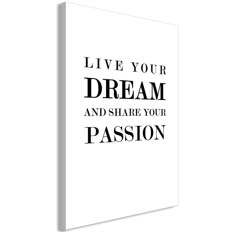 Canvas Art Print Dreams and Passion (1-part) - Motivational Black and White Text 117072 additionalImage 2