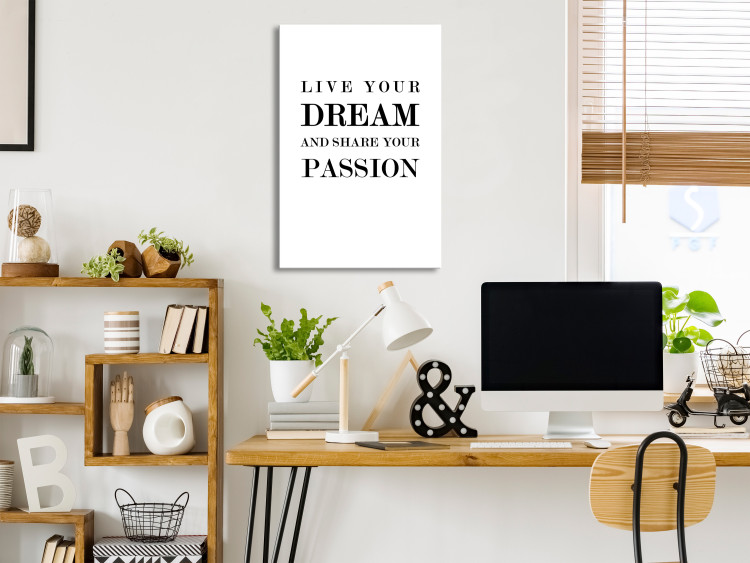 Canvas Art Print Dreams and Passion (1-part) - Motivational Black and White Text 117072 additionalImage 3