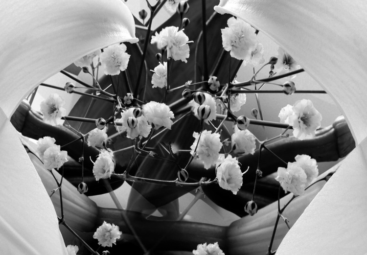 Canvas Print Abstract Lily Bouquet (1-part) - Black and White Flower Shade 117172 additionalImage 5