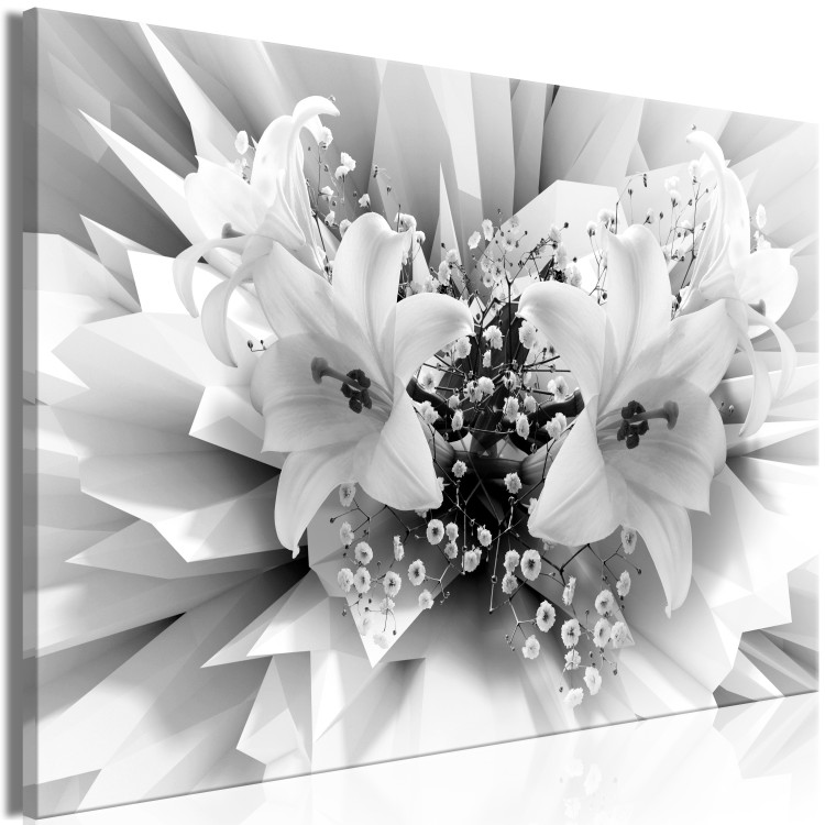 Canvas Print Abstract Lily Bouquet (1-part) - Black and White Flower Shade 117172 additionalImage 2