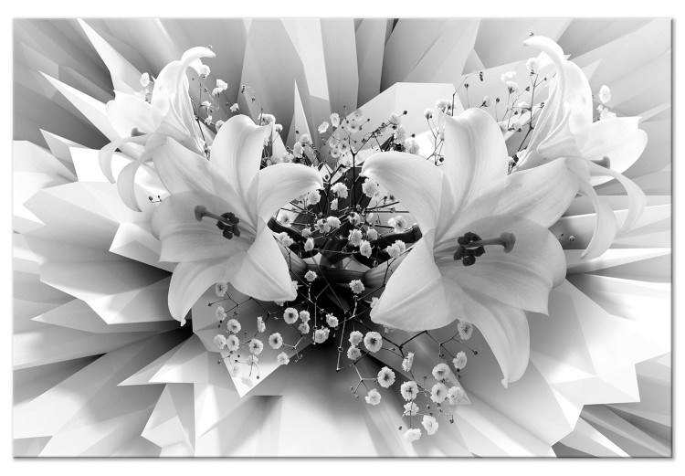 Canvas Print Abstract Lily Bouquet (1-part) - Black and White Flower Shade 117172