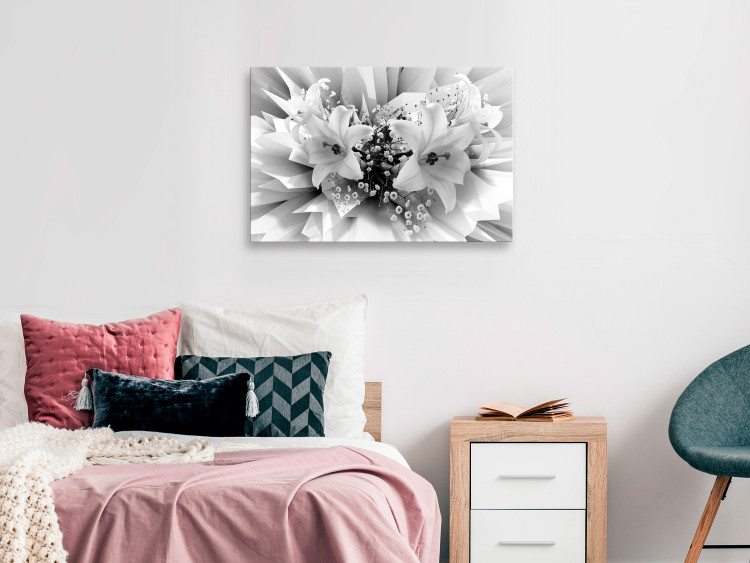 Canvas Print Abstract Lily Bouquet (1-part) - Black and White Flower Shade 117172 additionalImage 3