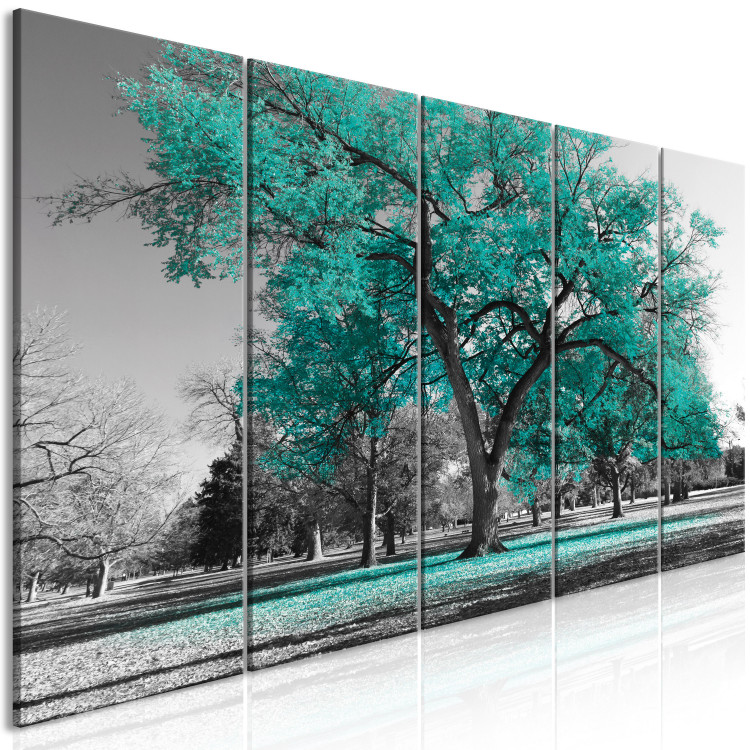 Canvas Print Autumn in the Park (5 Parts) Narrow Turquoise 122772 additionalImage 2