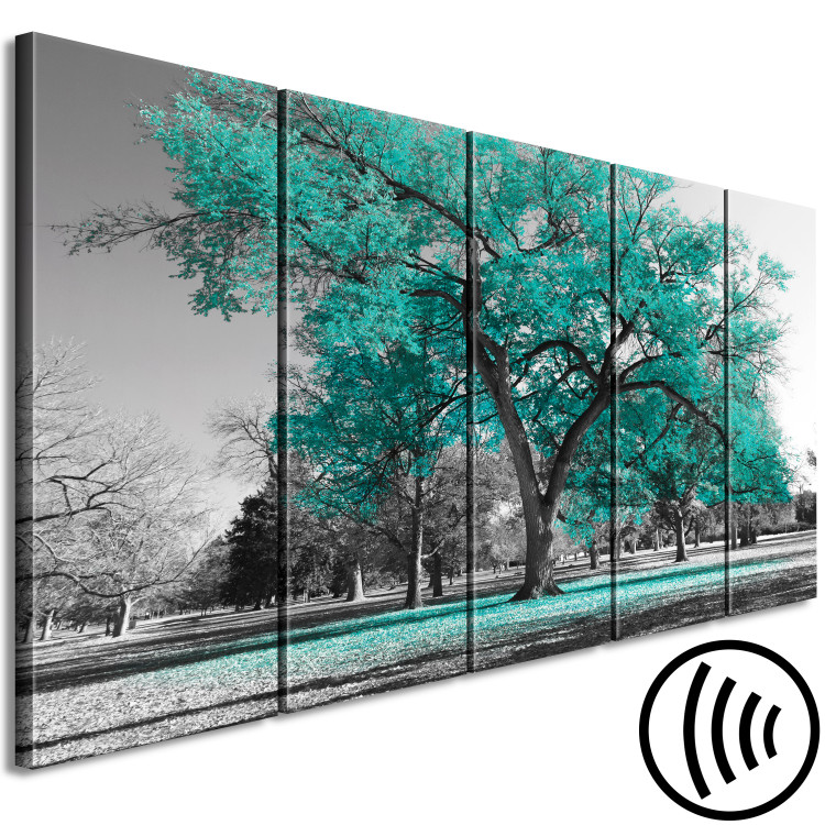 Canvas Print Autumn in the Park (5 Parts) Narrow Turquoise 122772 additionalImage 6