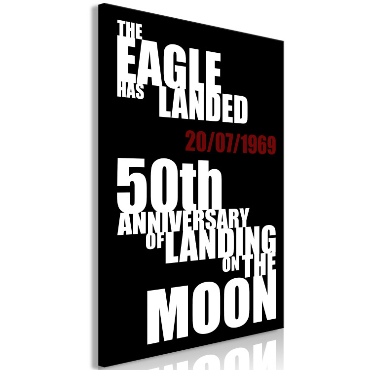 Canvas Art Print First Moon landing - black and white typography in English 123172 additionalImage 2