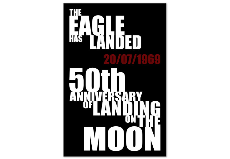 Canvas Art Print First Moon landing - black and white typography in English 123172