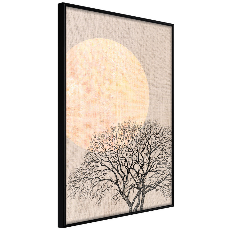 Poster Morning Full Moon - tree and yellow moon on fabric texture 123772 additionalImage 10