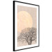 Poster Morning Full Moon - tree and yellow moon on fabric texture 123772 additionalThumb 11